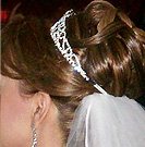 bridal curl updo with veil