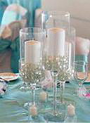 candle and glass beads centerpiece 