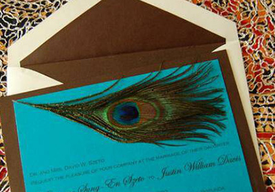 peacock wedding invitation